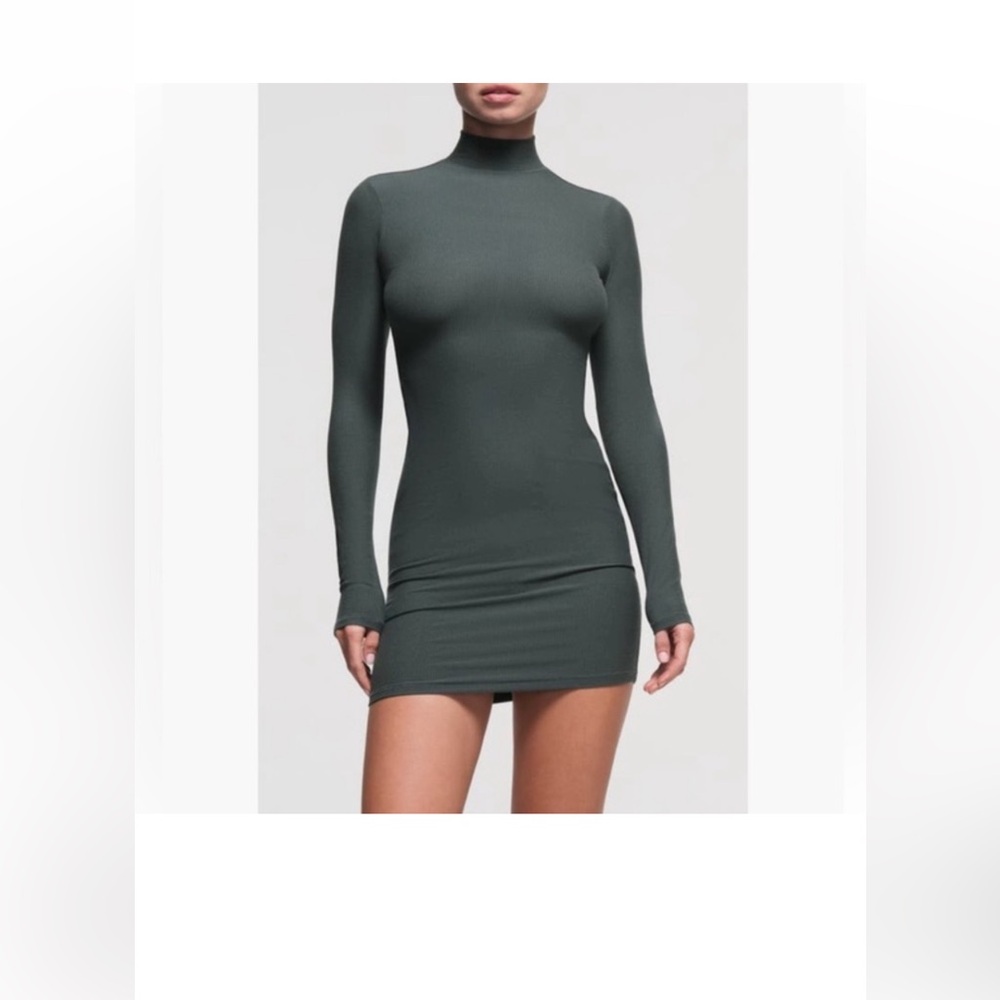 SKIMS Soft Lounge Turtleneck Long Sleeve Minidress Deep Sea Size Medium